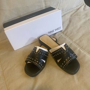 Nine West black sandals, size 7 M, like new, worn once, in its original box.